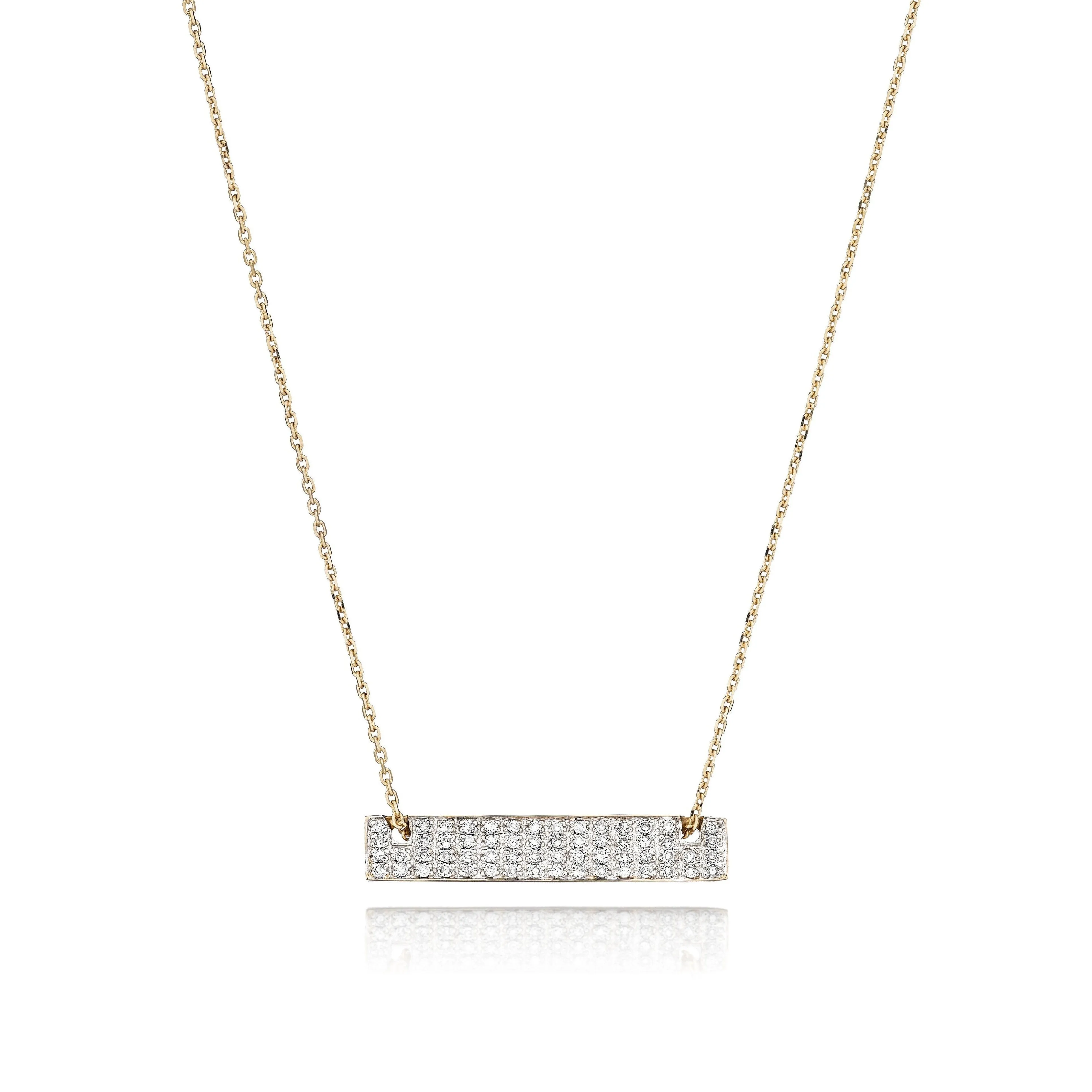 Bar of Diamonds on a Chain in 14k Gold