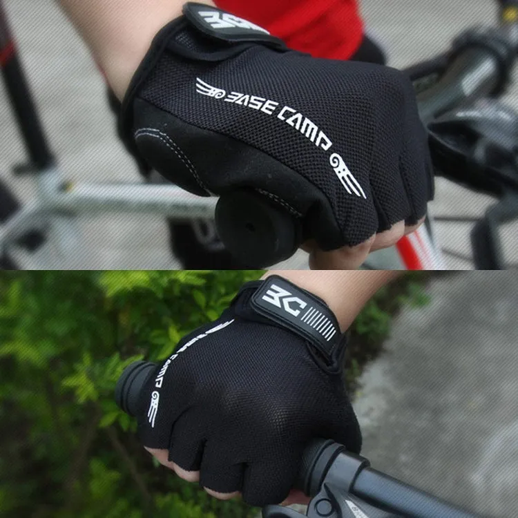 BaseCamp BC-204 Bicycle Half Finger Gloves Lycra Fabric Cycling Gloves, Size: M(Black)