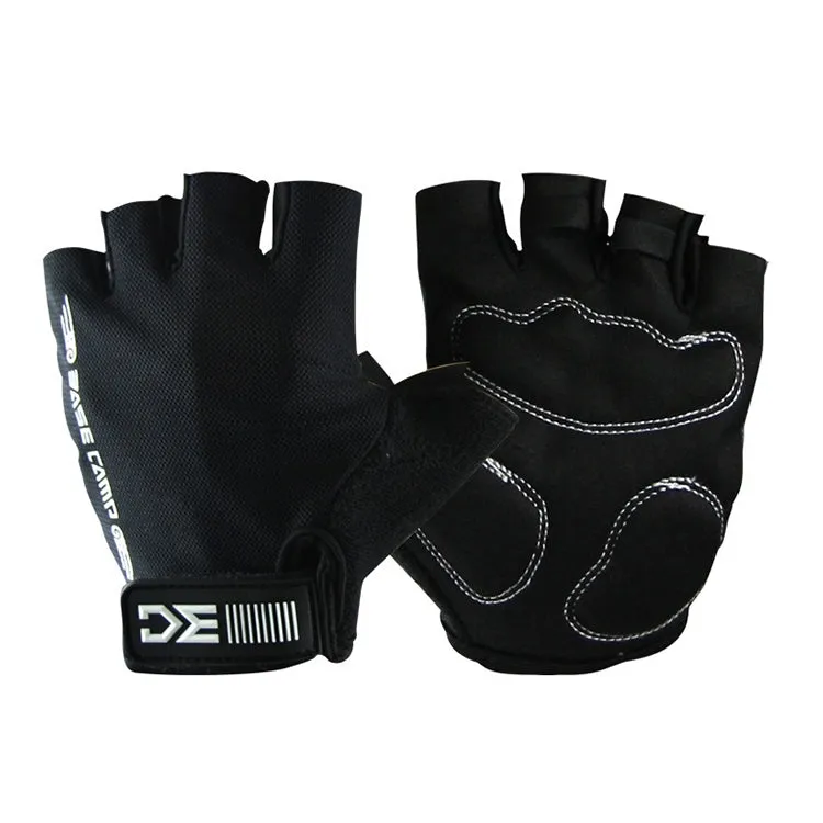 BaseCamp BC-204 Bicycle Half Finger Gloves Lycra Fabric Cycling Gloves, Size: M(Black)