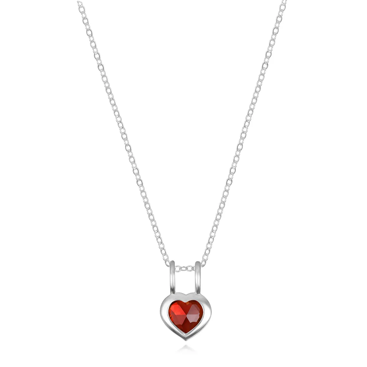 Birthstone Heart Necklace - January Garnet