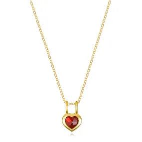 Birthstone Heart Necklace - January Garnet