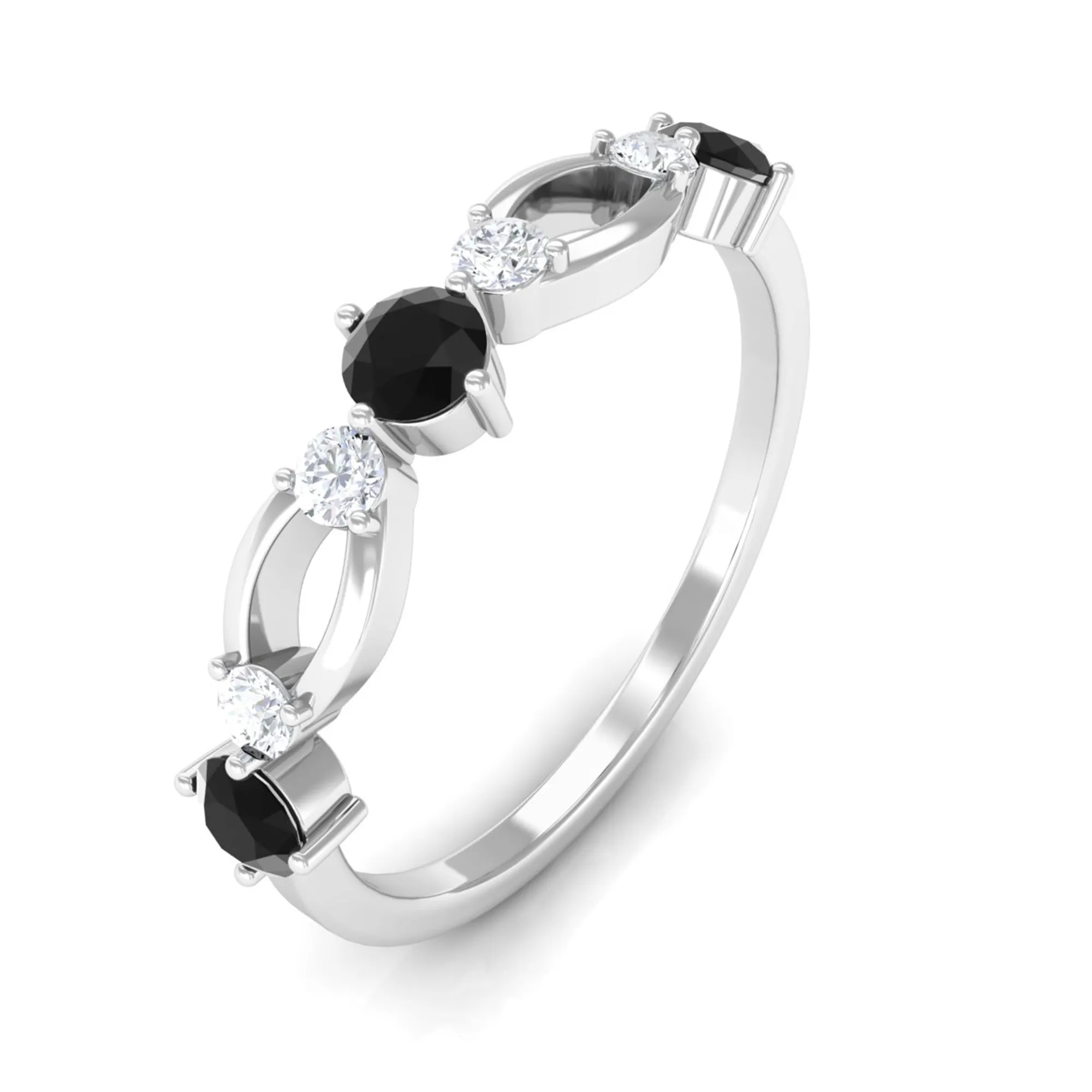 Black and White Diamond Minimal Promise Ring