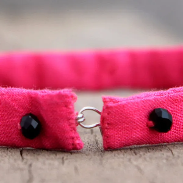 Black bead pink tara choker