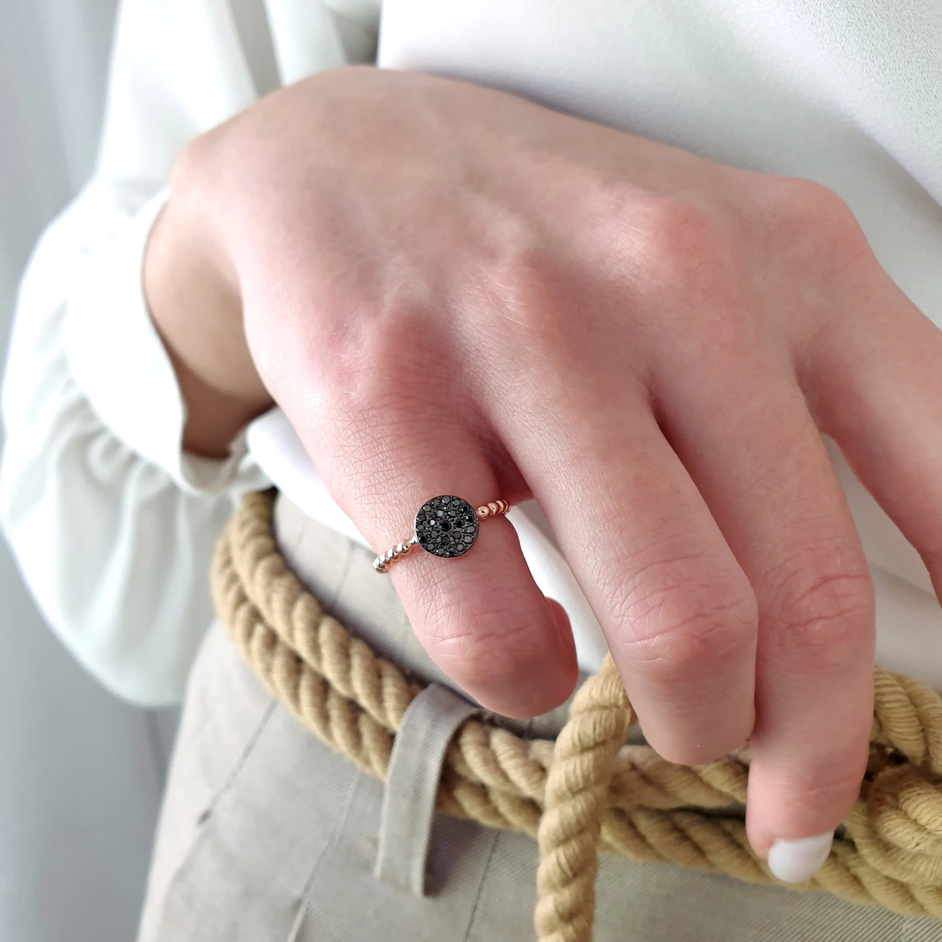 Black diamond ring in solid gold