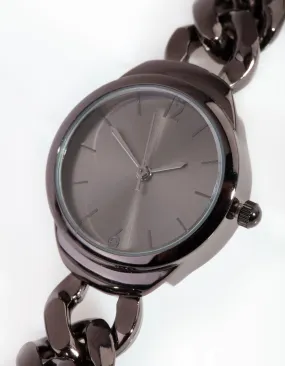 Black Round Chain Watch