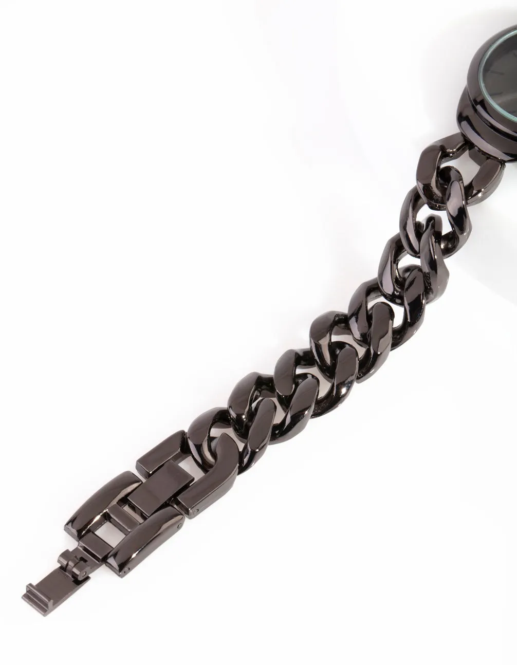 Black Round Chain Watch