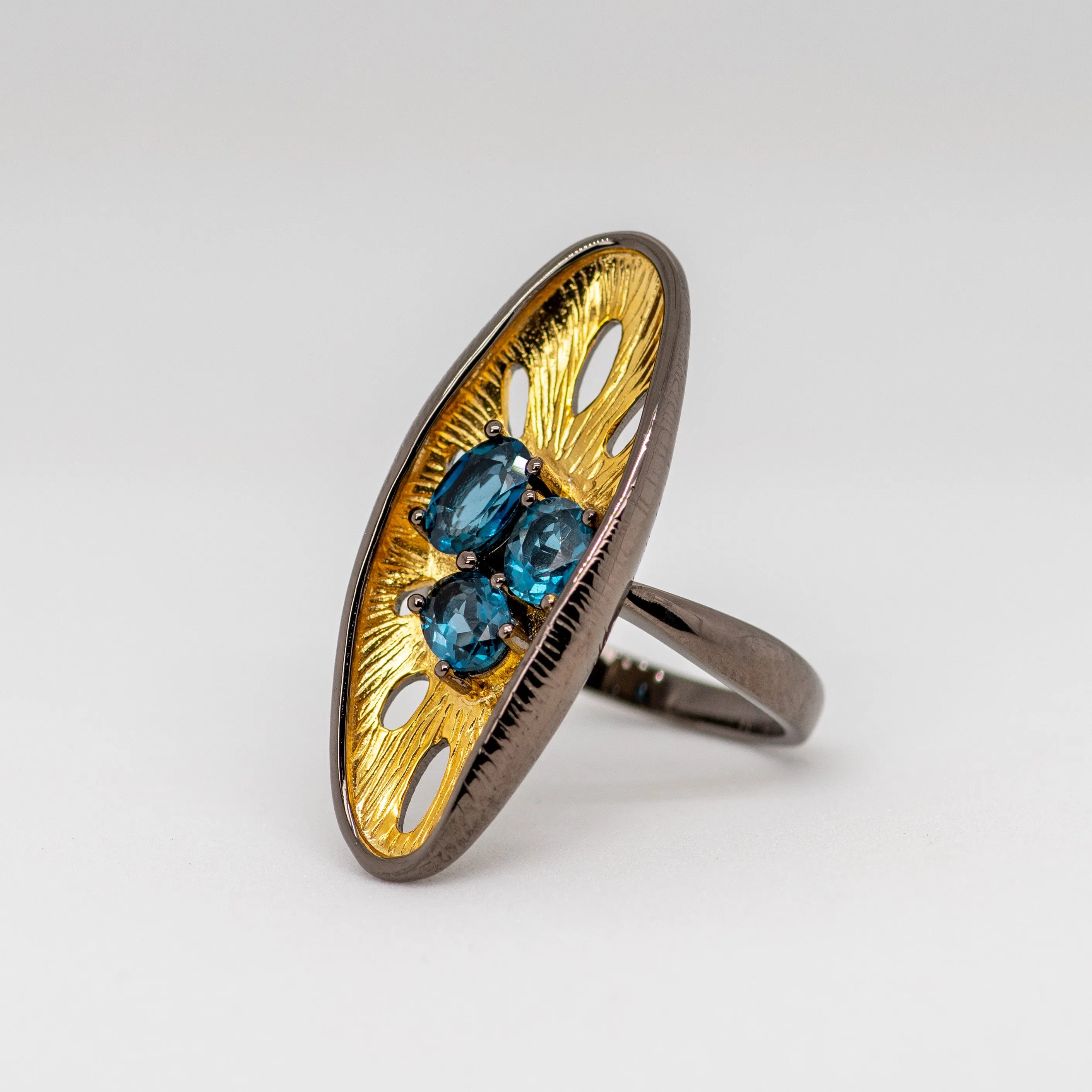 Bloom London Blue Topaz Ring in Sterling Silver