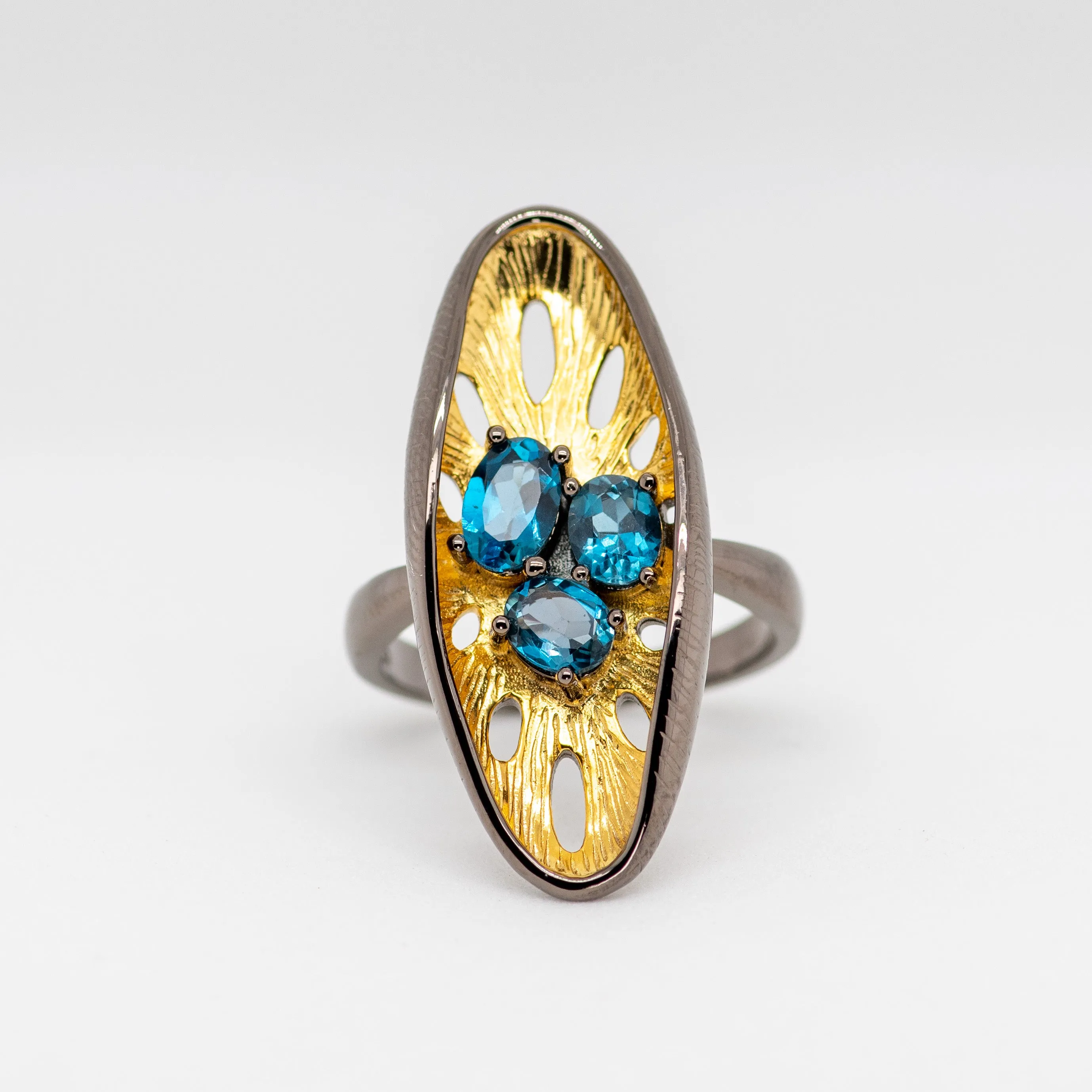 Bloom London Blue Topaz Ring in Sterling Silver