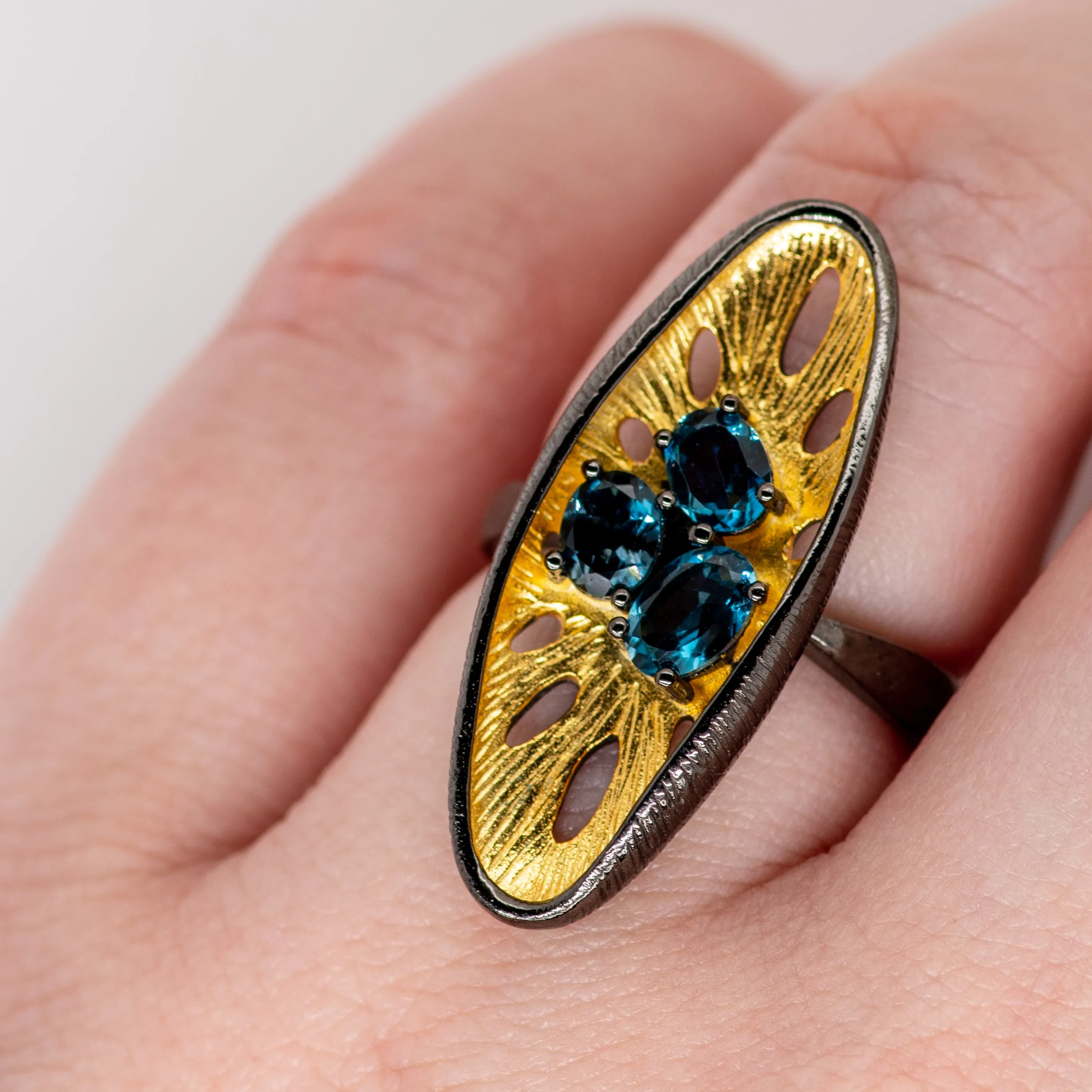 Bloom London Blue Topaz Ring in Sterling Silver