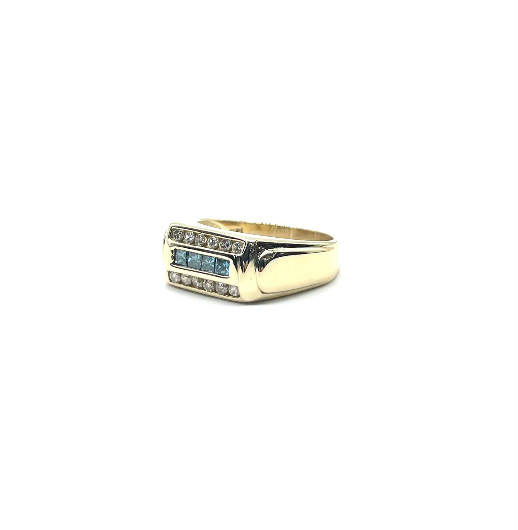 Blue and White Channel Set Diamond Ring