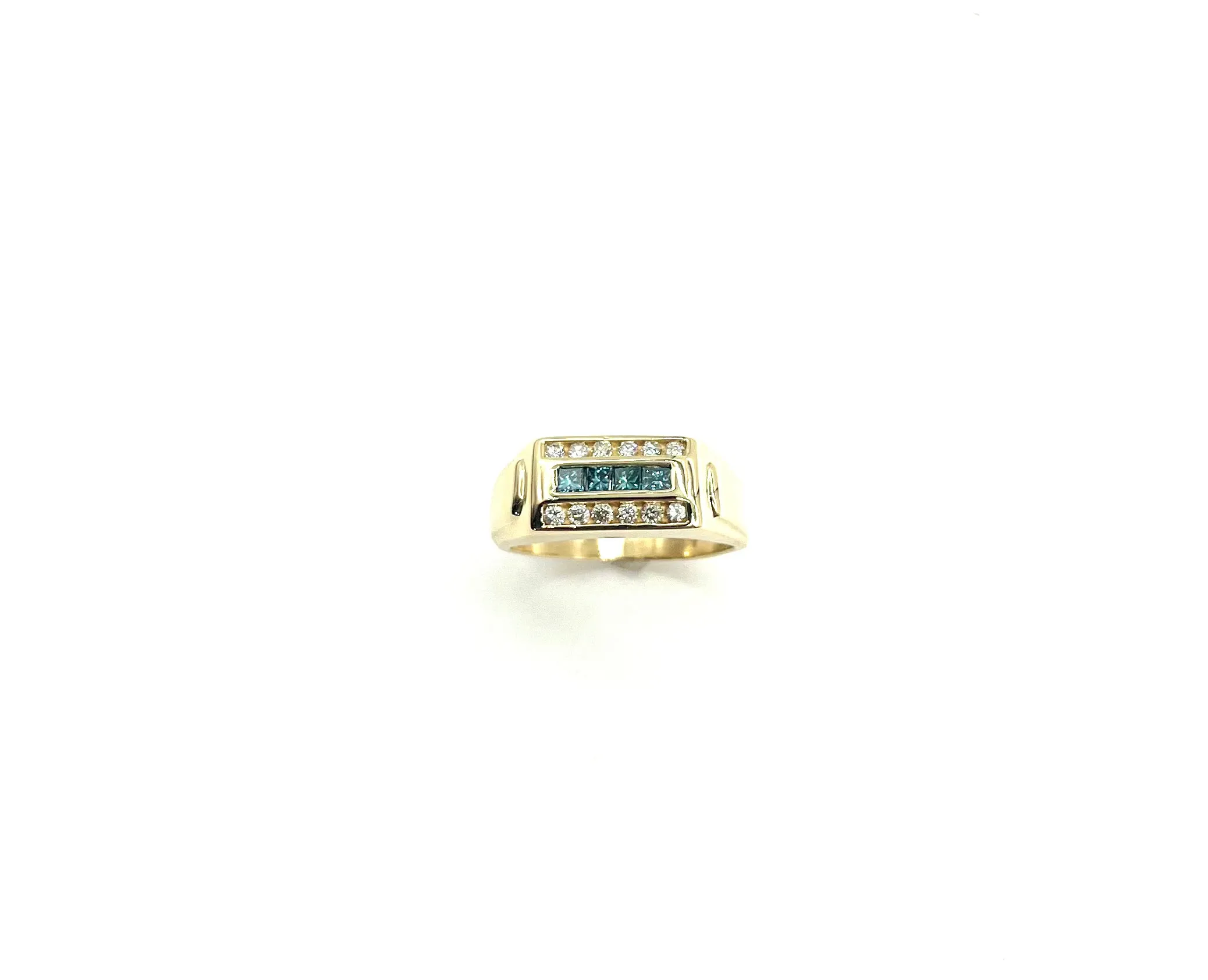 Blue and White Channel Set Diamond Ring