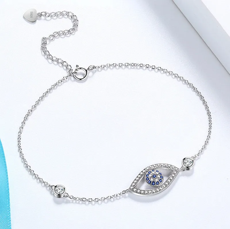 Blue Evil Eye Bracelet Men Womens 925 sterling silver Amulet Protection Jewelry