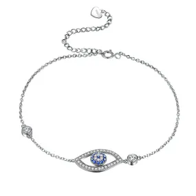 Blue Evil Eye Bracelet Men Womens 925 sterling silver Amulet Protection Jewelry