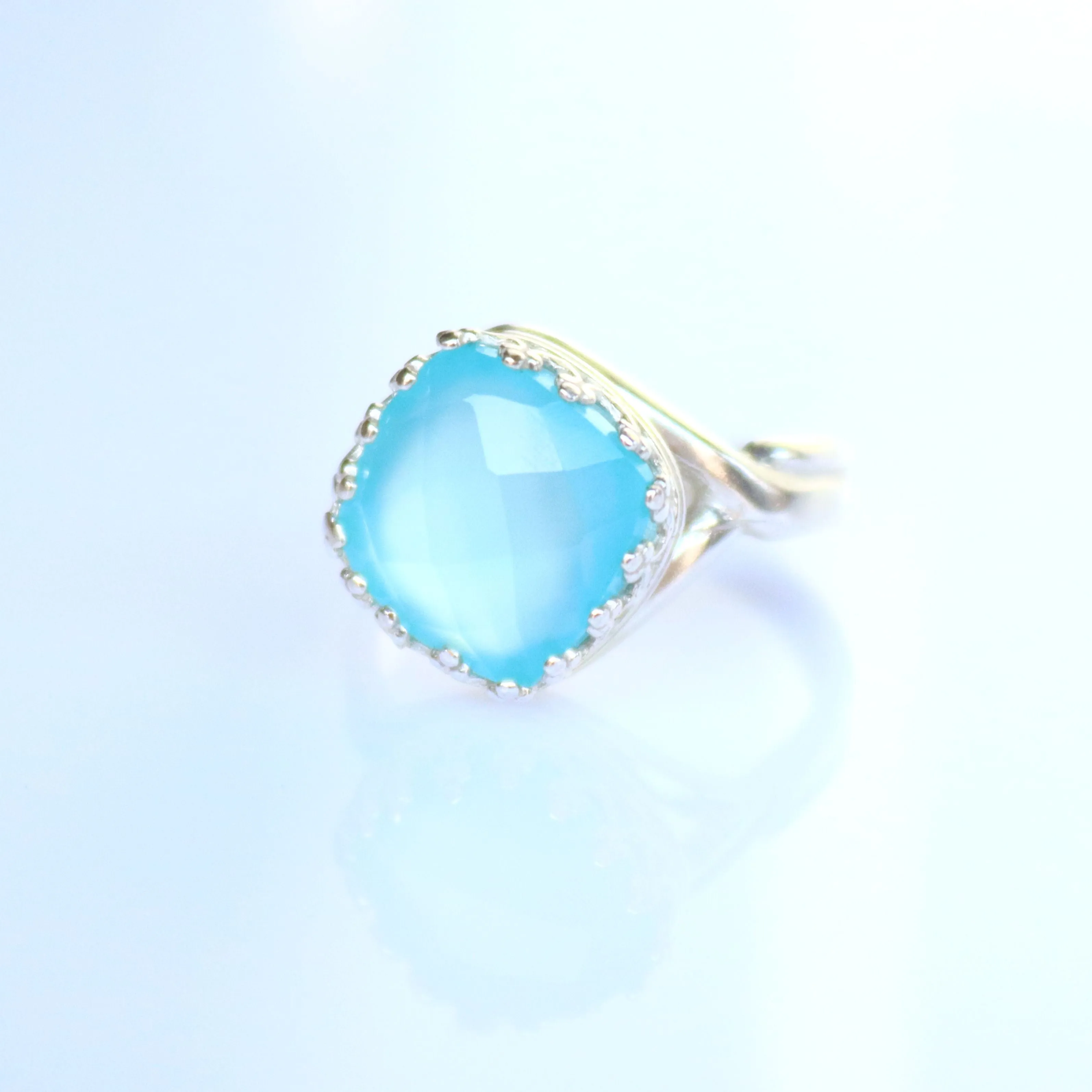 Blue Gemstone Ring for Men - Chalcedony stone Signet