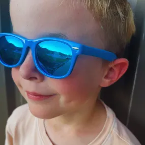 Blue reflective kids sunglasses