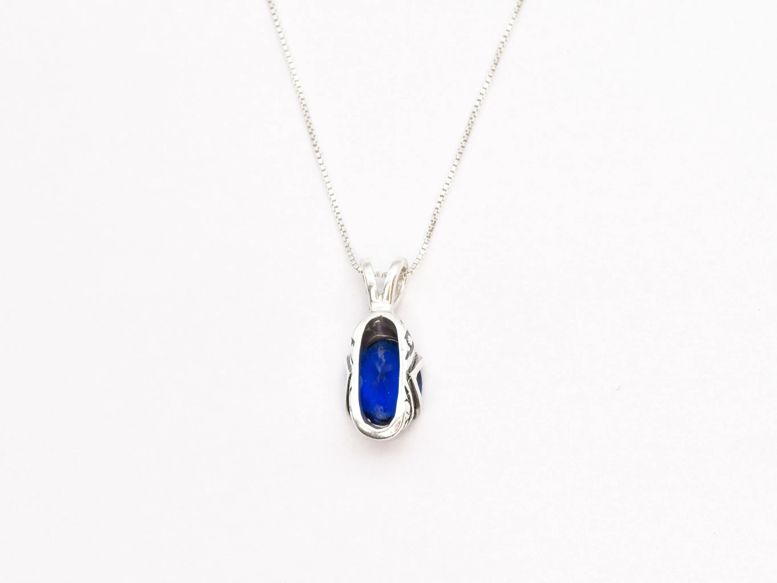 Blue Sapphire Necklace - Vintage Sapphire Necklace - Blue Tribal Pendant