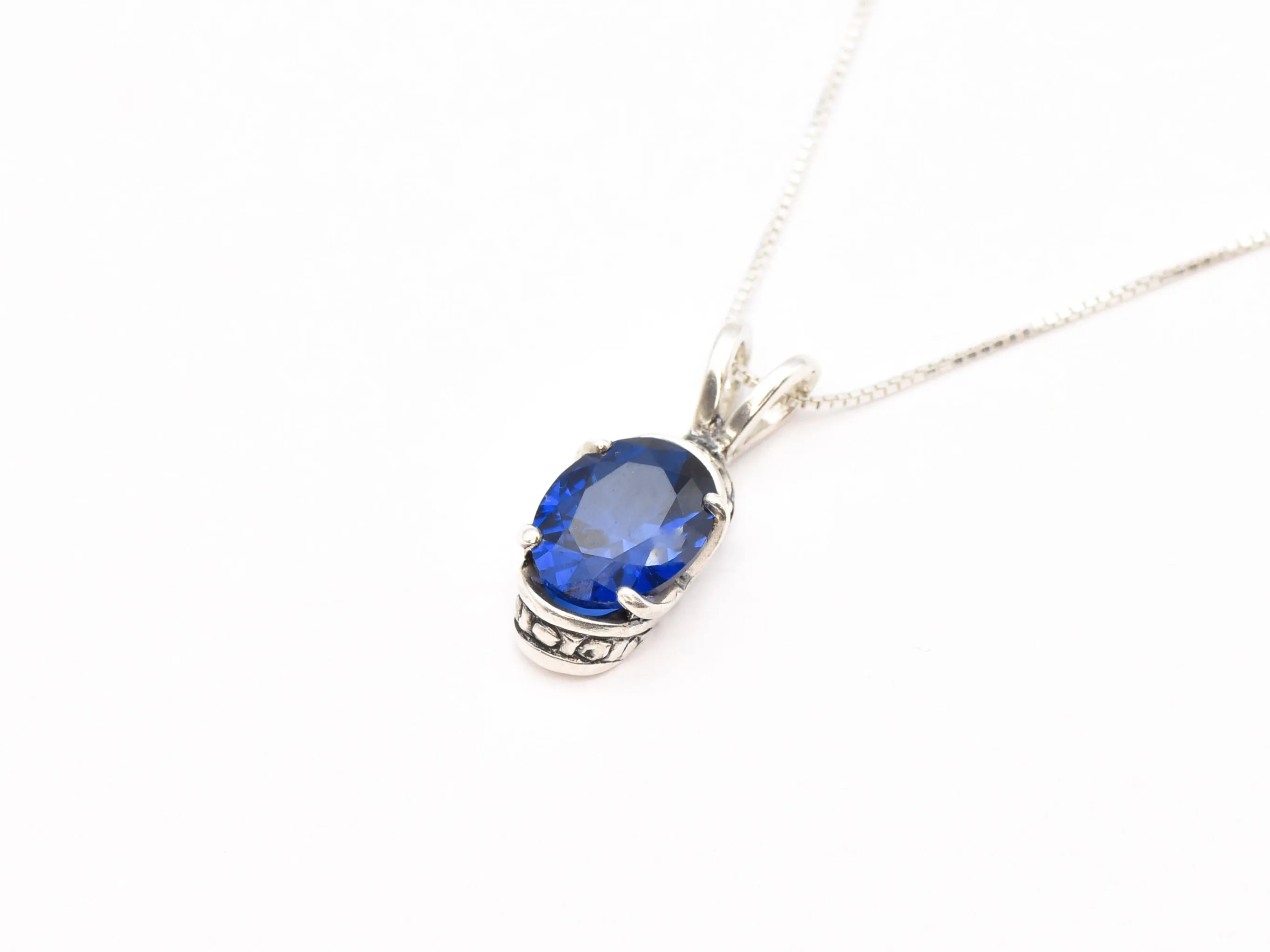 Blue Sapphire Necklace - Vintage Sapphire Necklace - Blue Tribal Pendant