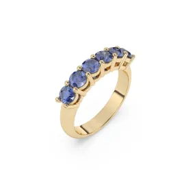 Blue Sapphire Six Stone Ring