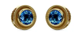 Blue Topaz 18 Karat Gold Earrings