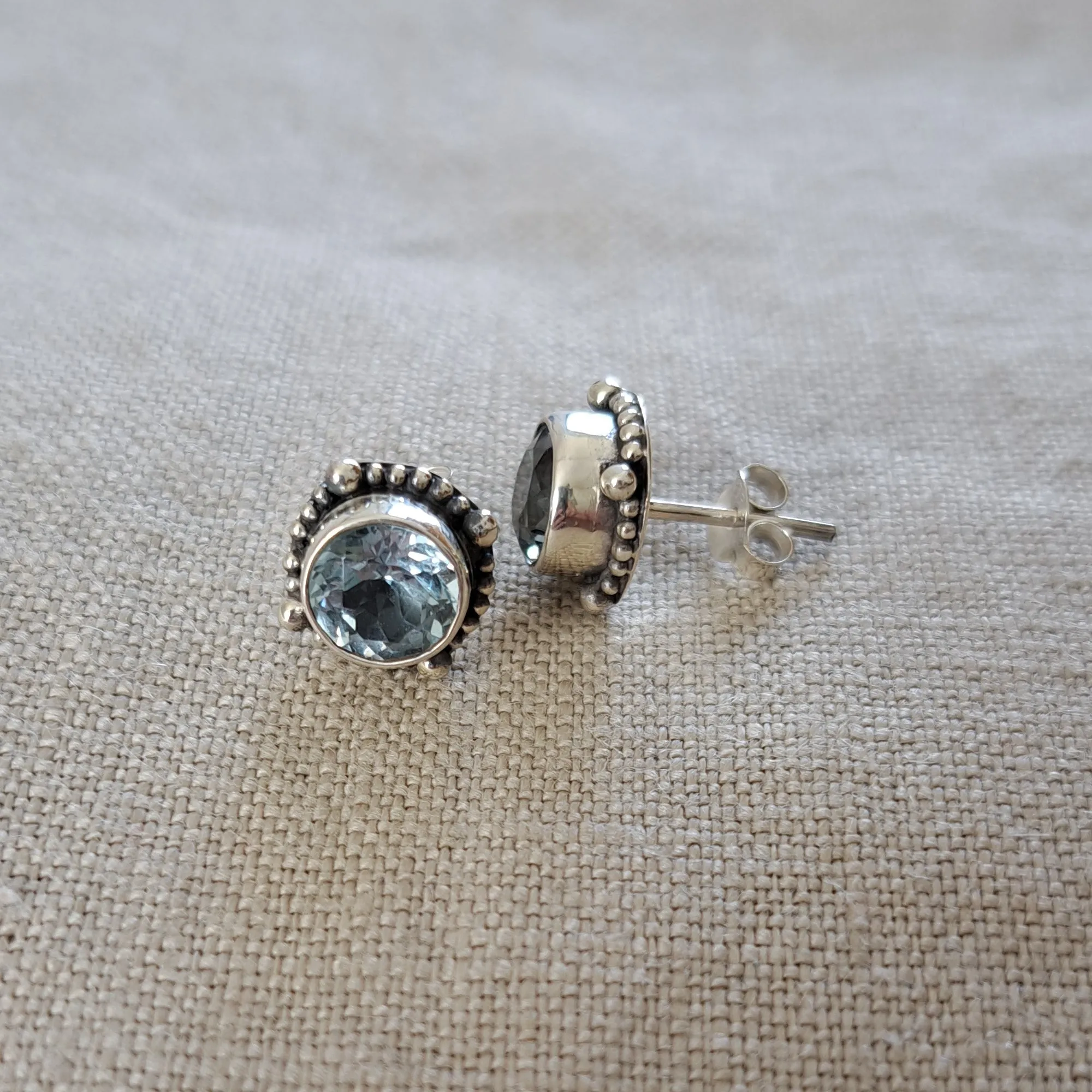 Blue Topaz .925 Sterling Silver Earrings from Bali