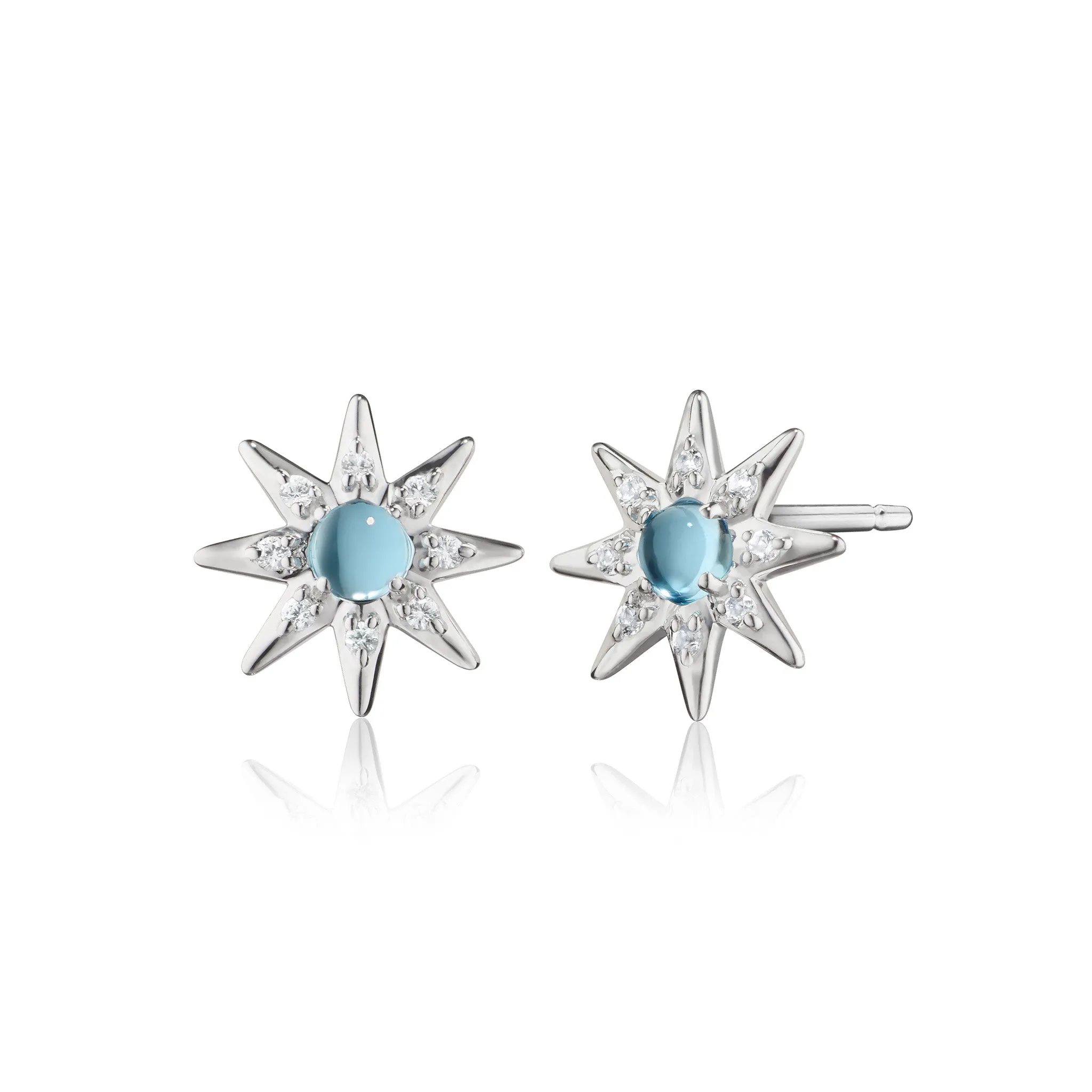 Blue Topaz & Sapphire Star Stud Earrings