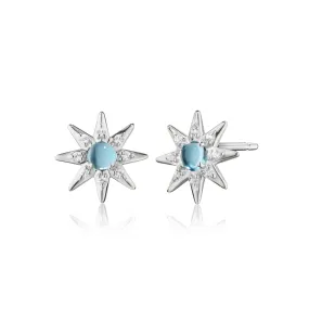 Blue Topaz & Sapphire Star Stud Earrings