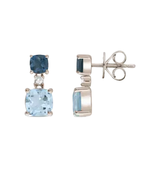 Blue Topaz Earrings - 10ct White Gold London Blue Topaz, Blue Topaz & Diamond Earrings - 786682