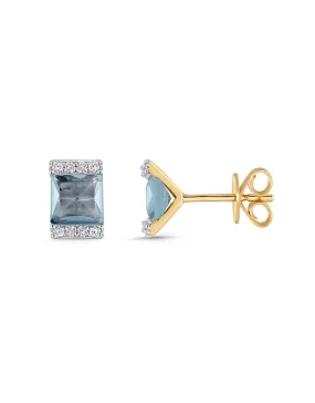 Blue Topaz Earrings - 10ct Yellow Gold Blue Topaz & Diamond Stud Earrings - 788062