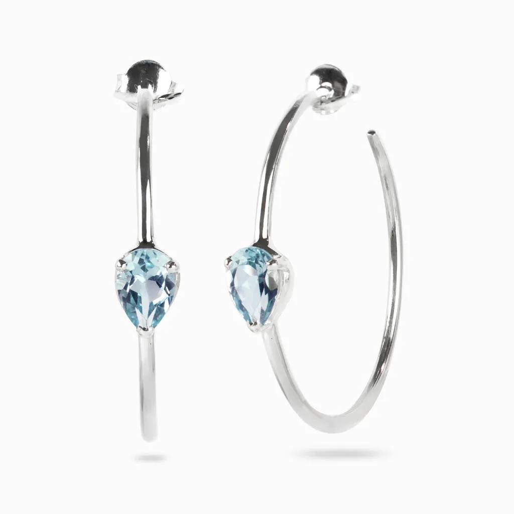 Blue Topaz Hoops