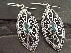 Blue Topaz, Sterling Silver Earrings