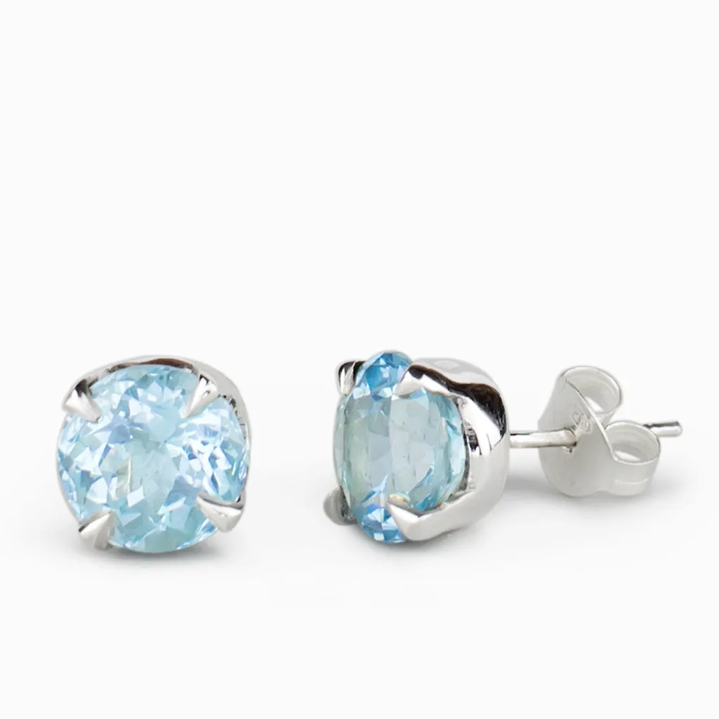 Blue Topaz Stud Earrings