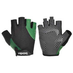 BOODUN 1408 4D Silicone Shock Absorbing Half Finger Breathable Bicycle Outdoor Riding Gloves, Size:M(Black and Green)