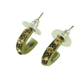 Bronze Topaz Crystal Semi Hoop Pierced Earring - REC048