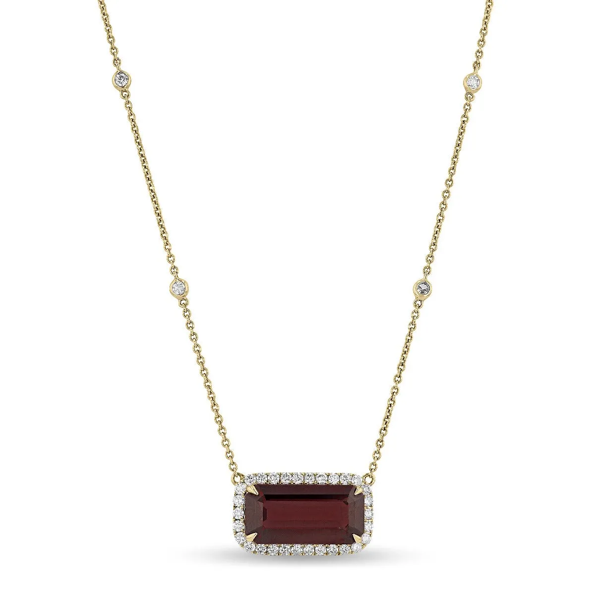 Browns Gemstones Collection 8.53ct Garnet & Diamond Yellow Gold Necklace