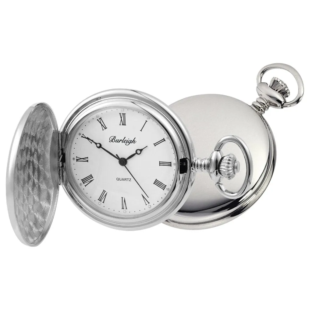 Budget Chrome Full Hunter Pocket Watch by Burleigh CHR1231