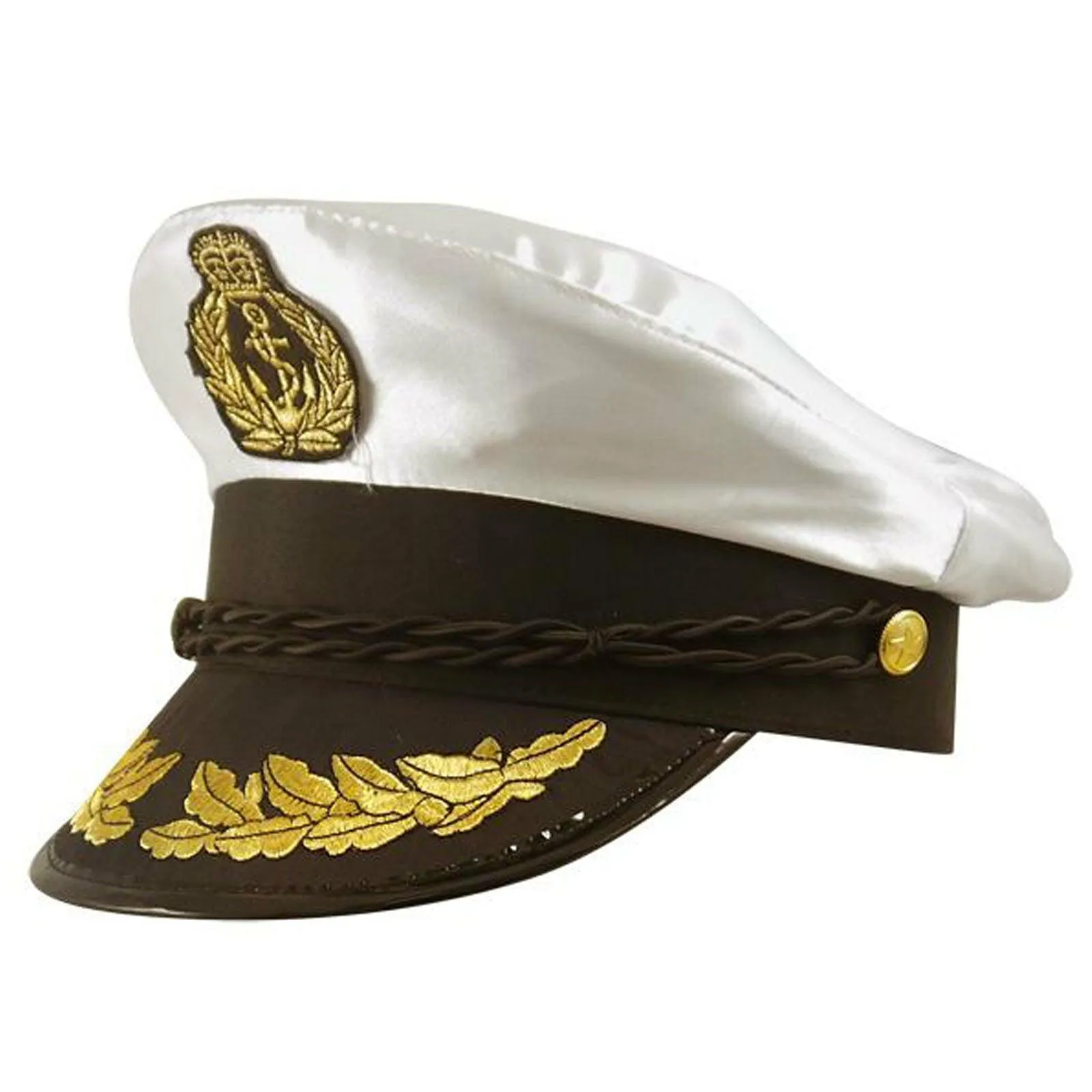 Captain Hat Adults Naval Officer Quality Satin Navy Sailor Fancy Dress Hat