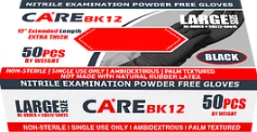 CARE BLACK 6-mil Nitrile Examination Powder-Free Gloves 12" Extended Length