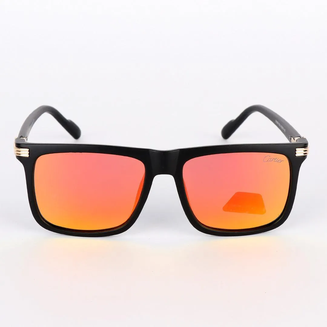 Cartier Classy Reflector Black And Gold Lens Sunglasses