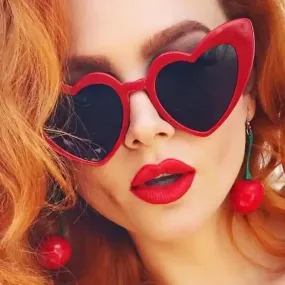 Cat Eye Sunglasses, Sunglasses Love Heart, Woman Vintage Black Pink Red Heart Shape Sun Glasses