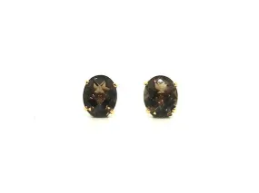 Checkerboard Smoky Topaz 4 Prong Studs AD No. 1080