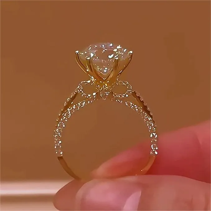 Chic Hollow Bowknot Crystal Ring