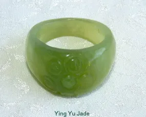 Classic Chinese Jade "Flower" Ring Size 9