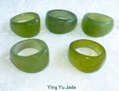 Classic Chinese Jade "Flower" Ring Size 9