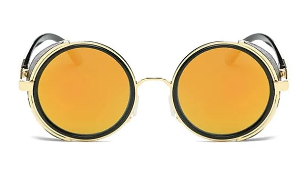 Classy Men Gold Retro Side Shield Sunglasses