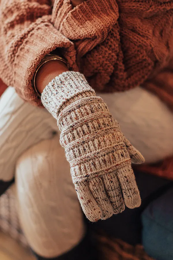 Cocoa Cloud Confetti Knit Tech Gloves in Stone