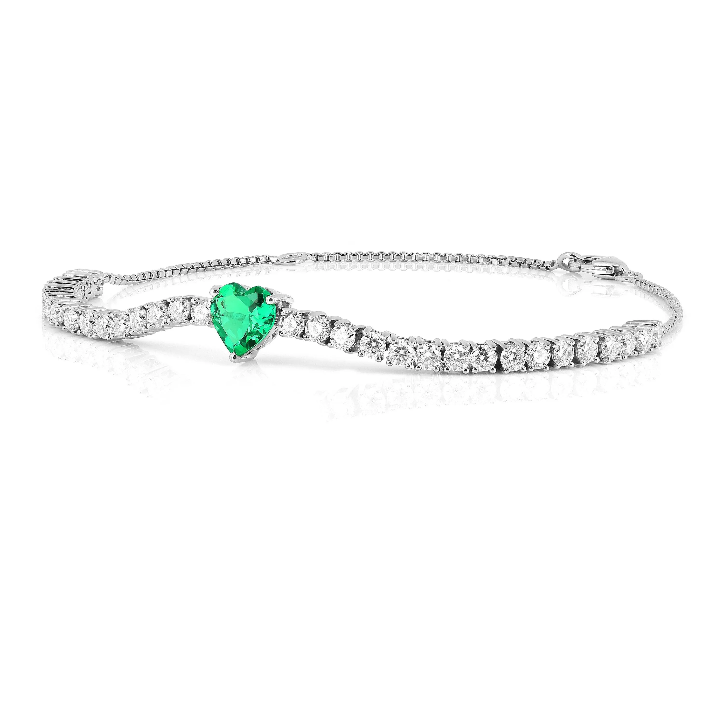 Columbian Created Emerald Heart Bracelet