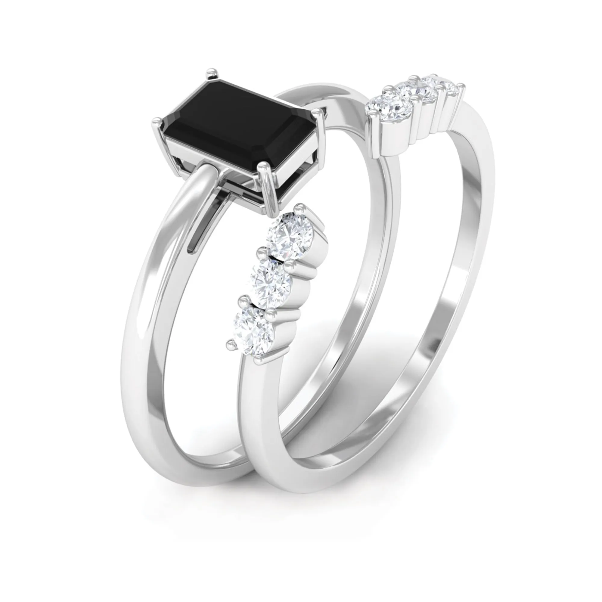 Created Black Diamond Solitaire Wedding Ring Set with Diamond