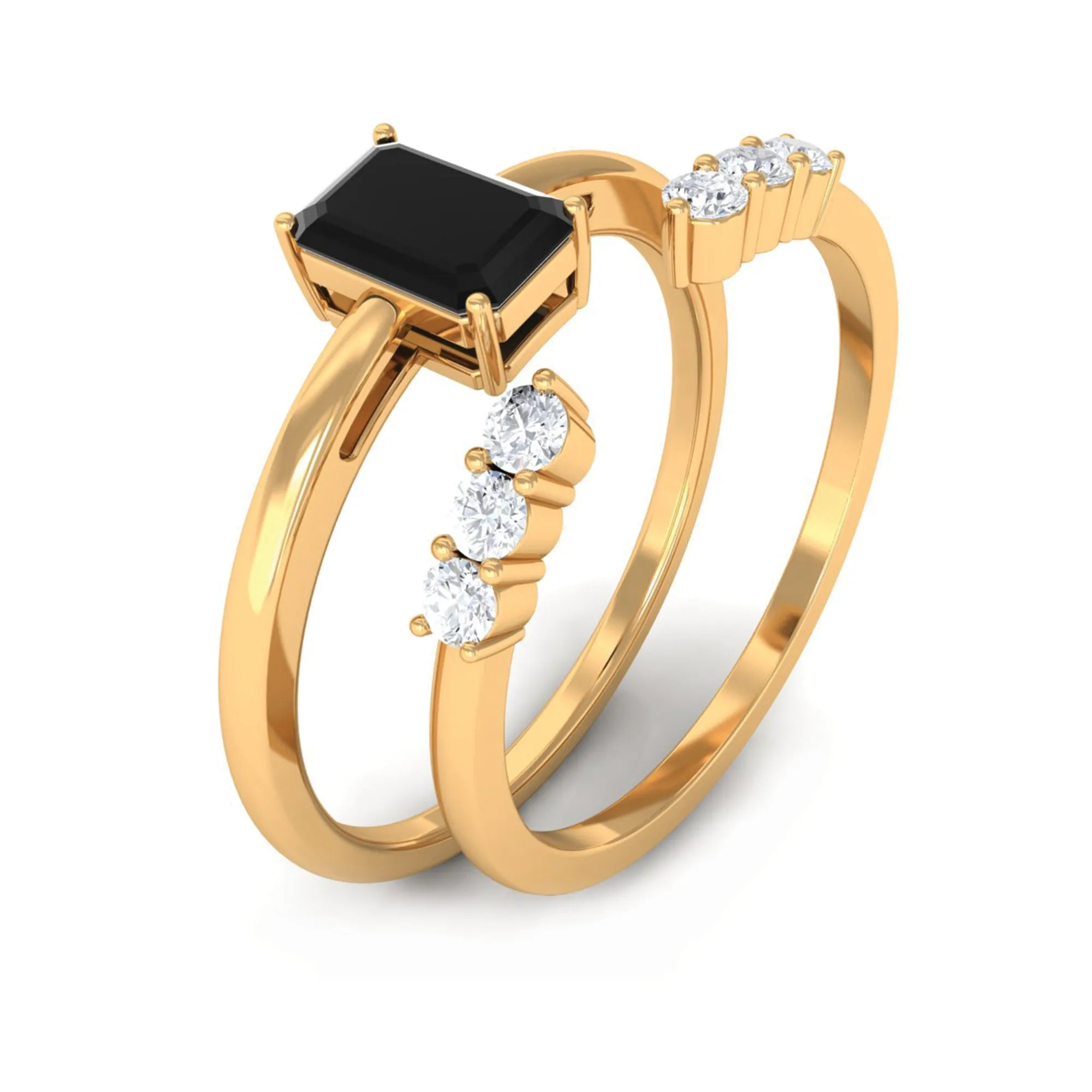 Created Black Diamond Solitaire Wedding Ring Set with Diamond