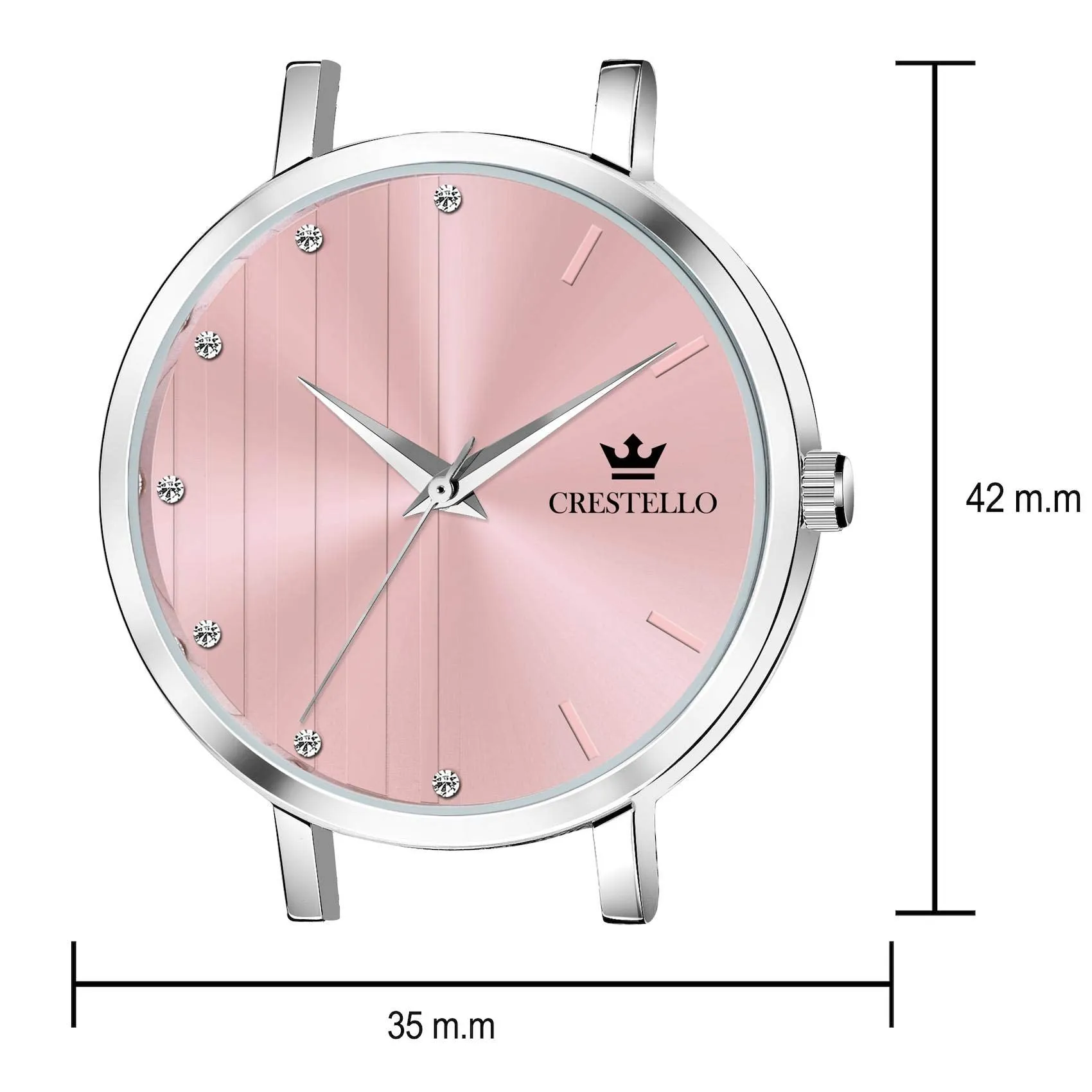 CRESTELLO CR-L103-PNK-CH Mesh Steel Chain Analog Wrist Watch for Women