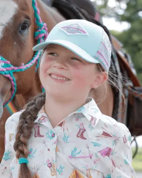 Cruel Girl Girls' Light Turquoise Aztec Horseshoe Trucker Cap CCC0042027